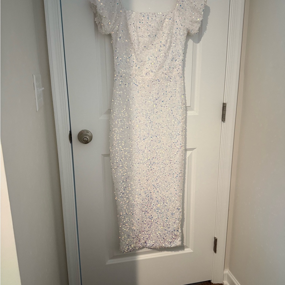 Shein women’s White Sequin Dress in size Small